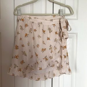 Madewell Silk Printed Floral Wrap Skirt